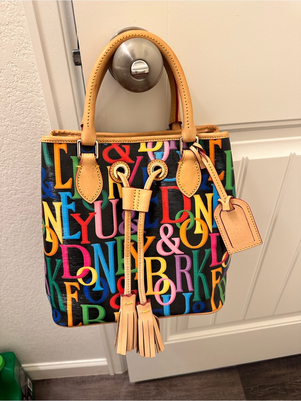 Rare Y2K Vintage Dooney and Bourke Retro Grafica Drawstring Bucket Bag